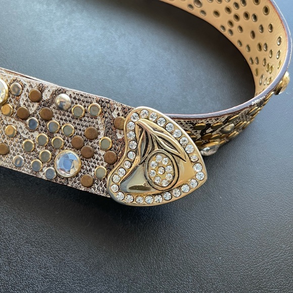 VERA PELLE Authentic Leather Metal, rhinestone, jewels! AMAZING!  Large - Picture 4 of 4